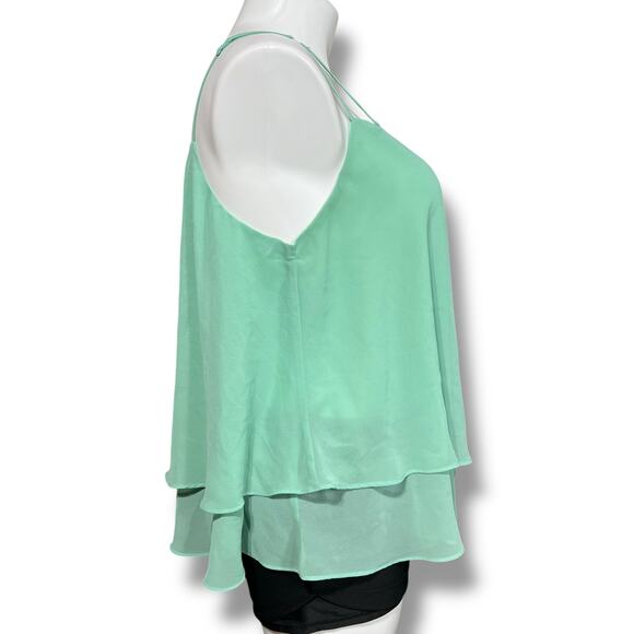 Torrid Womens Tank Top Blouse Strappy Layered Chiffon V Neck Soft Mint Green 2 - Picture 2 of 9